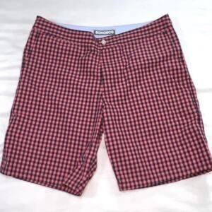 Bonobos Swim Trunks Size 33 Pink Blue Gingham Button Front Mesh Lined Preppy Dad